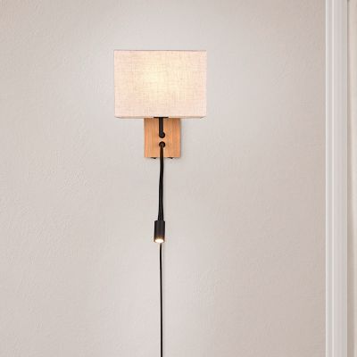 Hvid væglampe træ, Fransien, med brytare