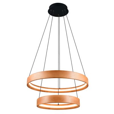 Modern pendler lampe træ, Nassima, 37W, 3000K LED, 3 trins lysdæmper