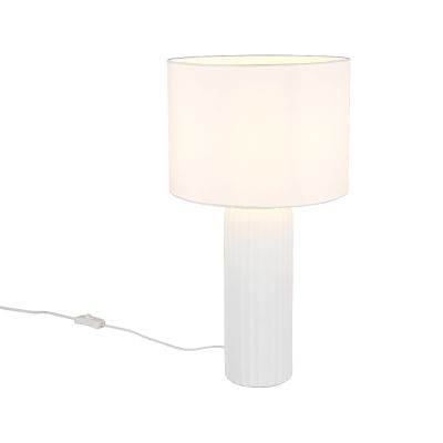 Keramik bordlampe hvid, Nannette, med brytare