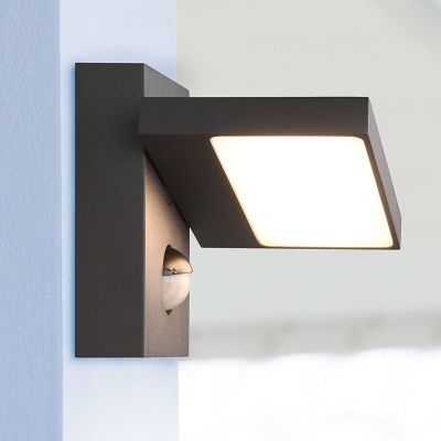 Antracit udendørs væglampe med bevægelsessensor modern, Tabita, 8W, 3000K LED, IP54