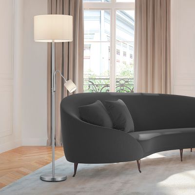 Nikkel gulv lampe modern, Ledbury, med brytare