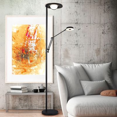 Sort læselampe gulv modern, Yazid, 32W, justerbar lysfarve LED, med beröringsdimmer