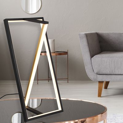 Sort bordlampe modern, Chadi, 9W, varm til kold hvid justerbar LED, med beröringsdimmer