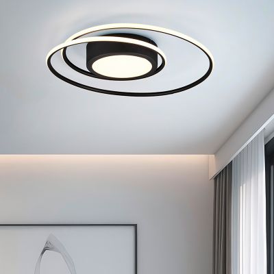 Sort plafond modern, Elysa, 56W, varm til kold hvid justerbar LED, med fjärrkontroll