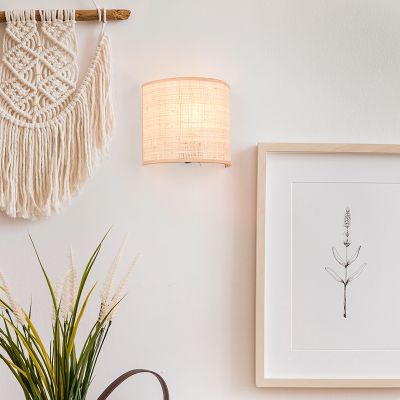 Creme væglampe rustik, Peder, med brytare