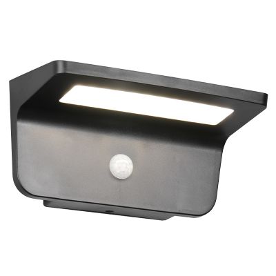 Sort udendørs væglampe solcelle modern, Mukaddes, 8W, 4000K LED, IP44
