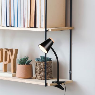 Sort klemmelampe modern, Rahul, 4,5W, 3000K LED, med brytare