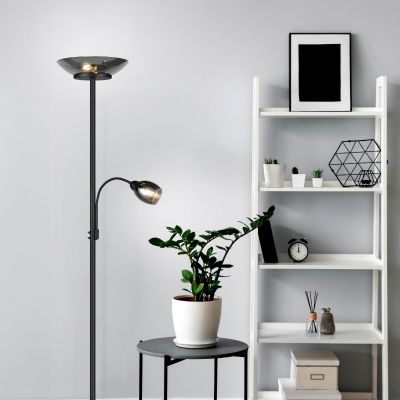 Sort gulv lampe modern, Larry, med brytare