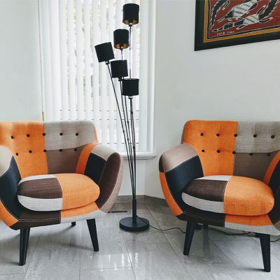 Sort gulv lampe modern, Koge, med brytare