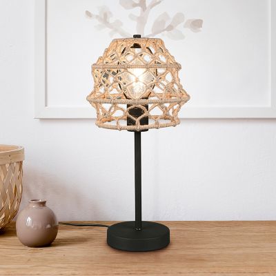 Brun bordlampe rustik, Liduina, med brytare