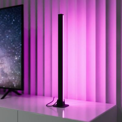 Sort bordlampe modern, Wissal, 5W, RGB LED, med fjärrkontroll