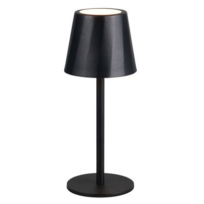 Sort genopladelige bordlampe metal, Priya, 1,6W, varm til kold hvid justerbar LED, 3 trins lysdæmper