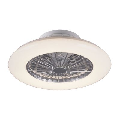 Grå loftventilator modern, Damyan, 30W, varm til kold hvid justerbar LED, med fjärrkontroll