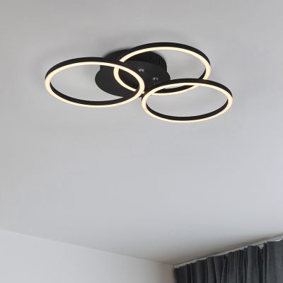 Sort plafond modern, Kobus, 27W, varm til kold hvid justerbar LED, med fjärrkontroll
