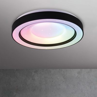 Sort plafond modern, Navin, 22W, RGBW LED, med fjärrkontroll