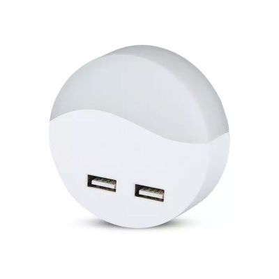 Plast natlampe med stikkontakt hvid, Kyrill, 0,5W, 3000K LED