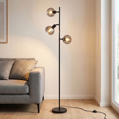 Modern gulv lampe grå, Avery, med brytare