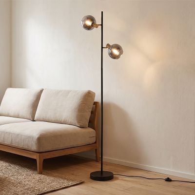 Modern gulv lampe grå, Avery, med brytare