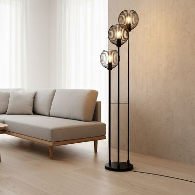 Industri gulv lampe sort, Wiro, med brytare