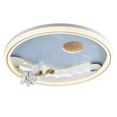 Metal loftlampe til børneværelse blå, Astronaut, 42W, 3000K LED, 3 trins lysdæmper