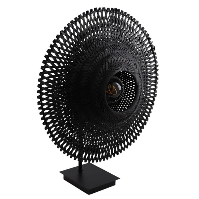 Rattan bordlampe sort, Cordoba, med brytare