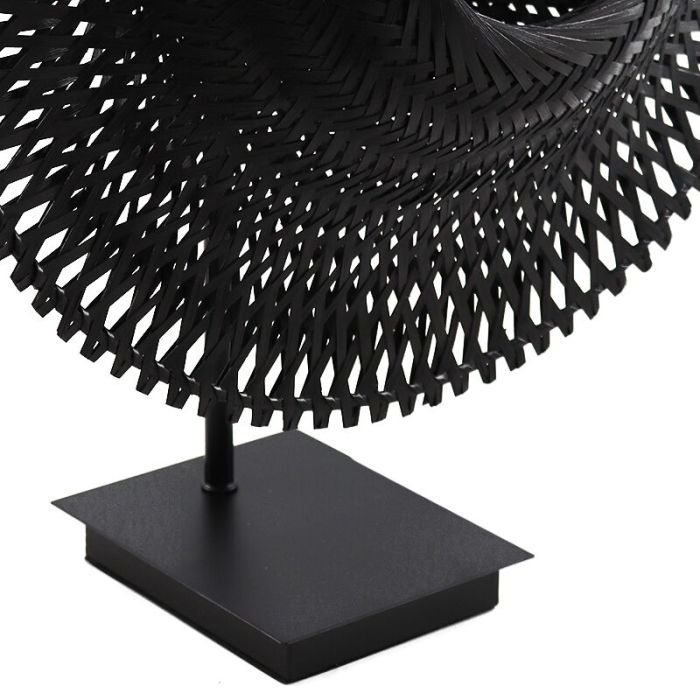 Rattan bordlampe sort, Cordoba, med brytare