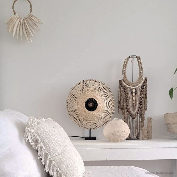 Rattan bordlampe brun, Cordoba, med brytare