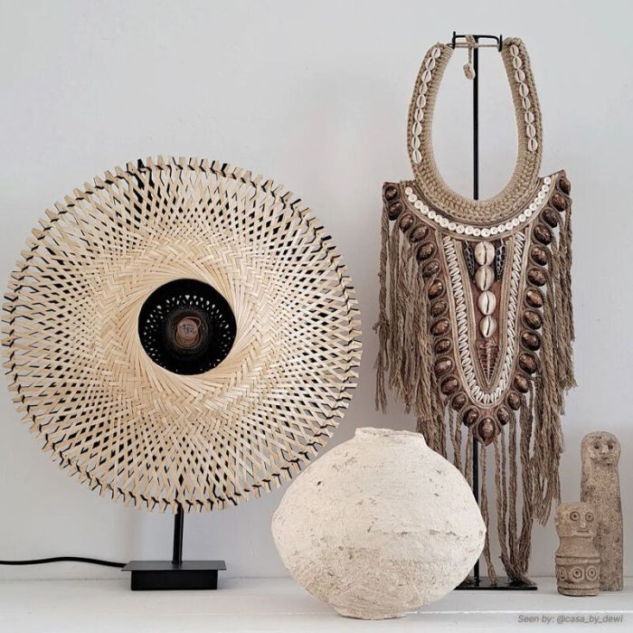 Rattan bordlampe brun, Cordoba, med brytare