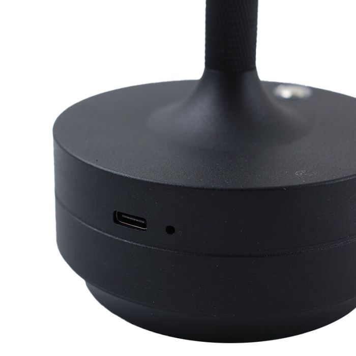 Modern genopladelige bordlampe sort, Arvind, 3W, varm til kold hvid justerbar LED, med brytare