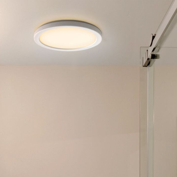 Plast loftlampe badeværelse hvid, Shivani, 8W, 3000K LED, IP44