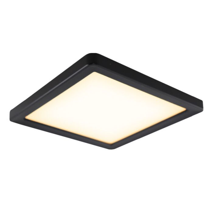 Plast loftlampe badeværelse sort, Shivani, 8W, 3000K LED, IP44