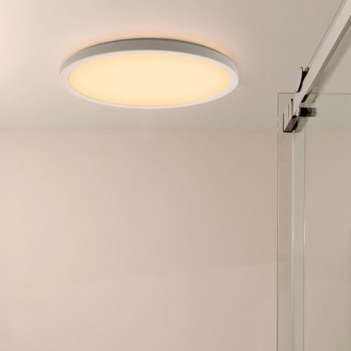 Plast plafond hvid, Shona, 18W, 3000K LED, 3 trins lysdæmper