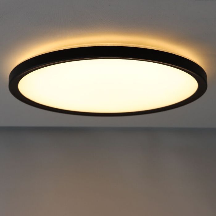 Plast plafond sort, Shona, 18W, 3000K LED, 3 trins lysdæmper