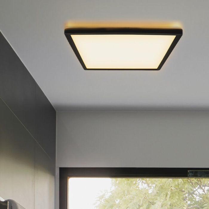 Plast plafond sort, Shona, 18W, 3000K LED, 3 trins lysdæmper
