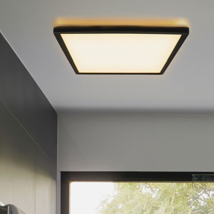 Plast plafond sort, Shona, 22W, 3000K LED, 3 trins lysdæmper