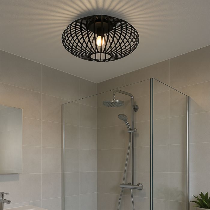 Industri loftlampe badeværelse sort, Lieve, IP44