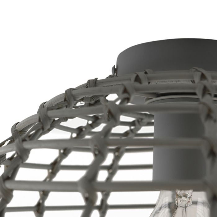 Rattan loftlampe grå, Roza