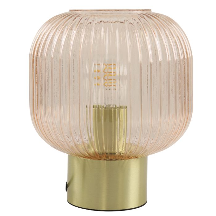 Retro bordlampe lyserød, Charlois, med brytare
