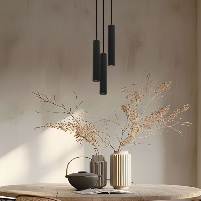 Modern pendler lampe sort, Nadi