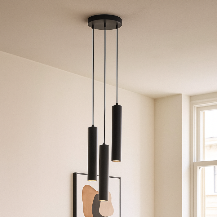 Modern pendler lampe sort, Nadi