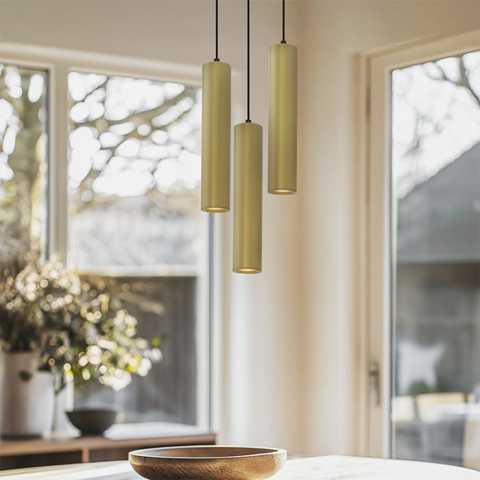 Modern pendler lampe messing, Nadi