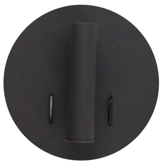 Modern væglampe sort, Alec, 9W, 3000K LED, med brytare