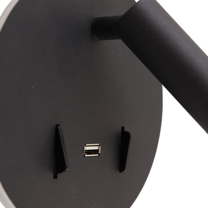 Modern væglampe sort, Alec, 9W, 3000K LED, med brytare