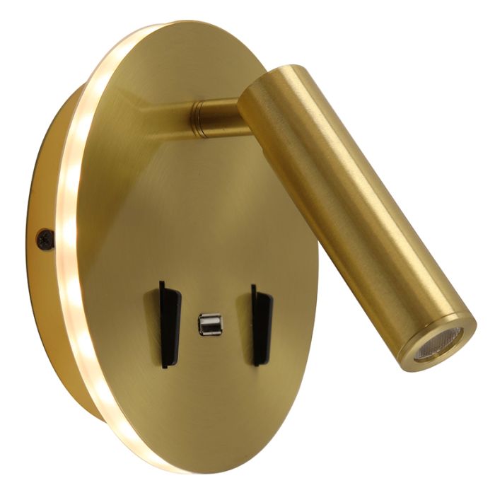 Modern væglampe guld, Alec, 9W, 3000K LED, med brytare