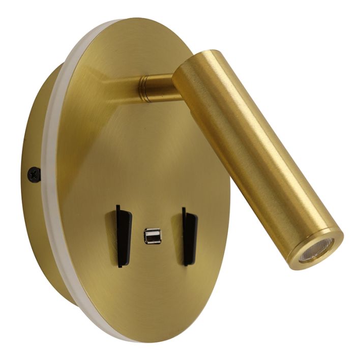 Modern væglampe guld, Alec, 9W, 3000K LED, med brytare