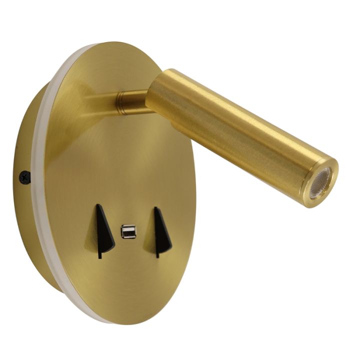 Modern væglampe guld, Alec, 9W, 3000K LED, med brytare