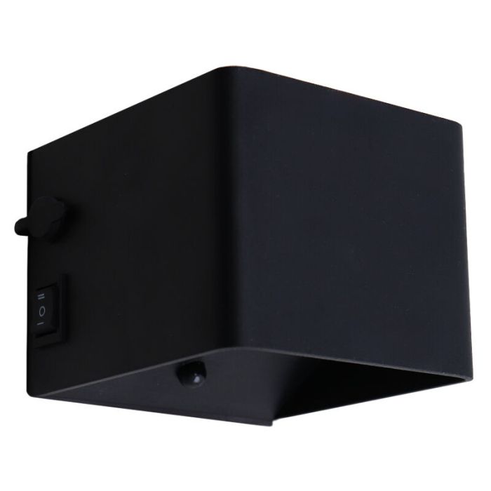Genopladelig up down væglampe sort, Dion, 1W, 2700K LED, IP44, bevægelsessensor