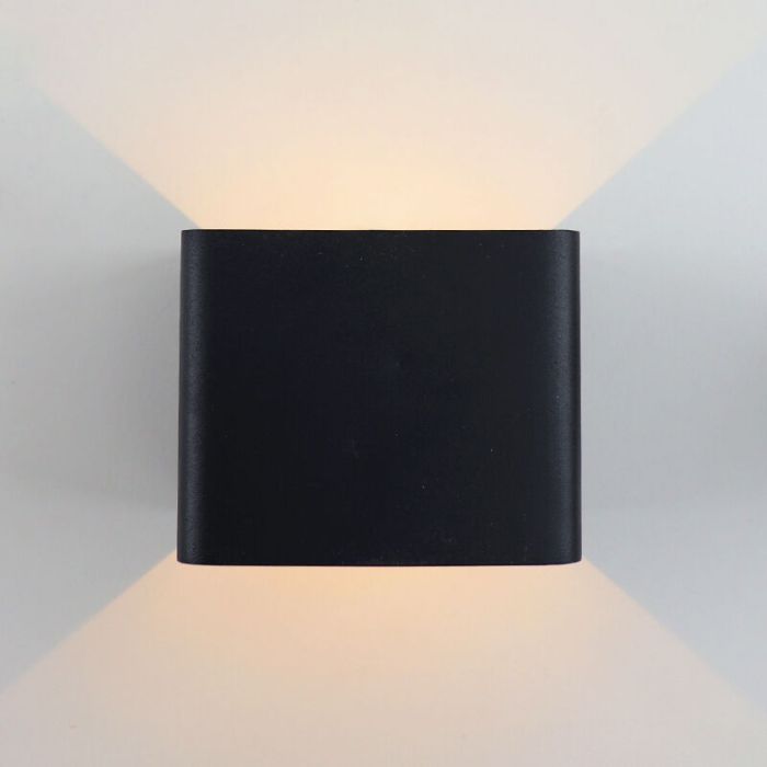 Genopladelig up down væglampe sort, Dion, 1W, 2700K LED, IP44, bevægelsessensor