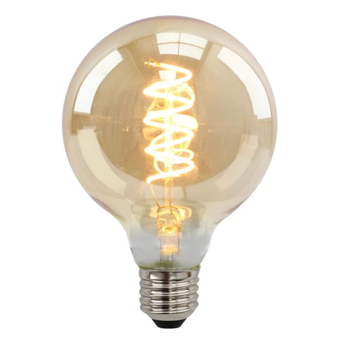 Dæmpbar Olucia E27 LED pære, Tuelo, G95, 4w, amber glas, 2200k