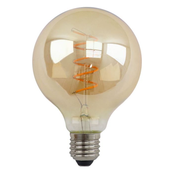 Dæmpbar Olucia E27 LED pære, Tuelo, G95, 4w, amber glas, 2200k